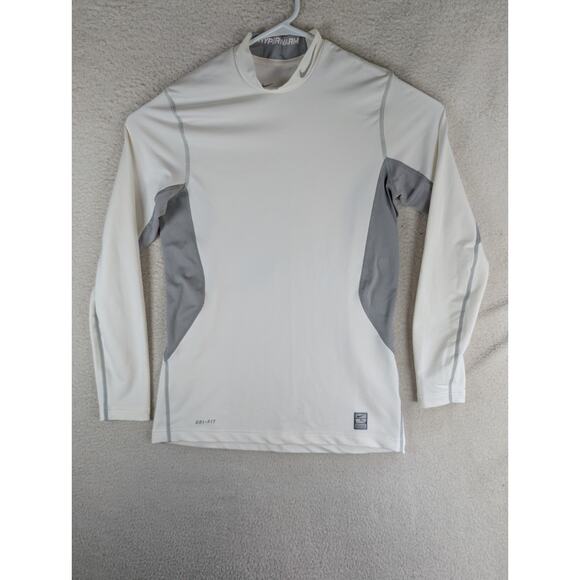 Nike Pro Combat Shirt Mens Medium White Hyperwarm Dri Fit Fitted 479925-100 - Picture 1 of 16